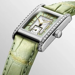 Outlet Orologio Longines Mini Dolcevita Quartz Verde con Diamanti 21,5 x 29 mm Donna Orologi Longines Donna
