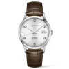 Sale Orologio Longines Record Acciaio Argento Pelle Marrone 40 mm Uomo Orologi Longines Uomo