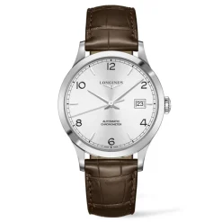 Sale Orologio Longines Record Acciaio Argento Pelle Marrone 40 mm Uomo Orologi Longines Uomo