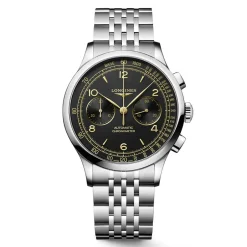 Outlet Orologio Longines Record Automatico Acciaio Nero Chronometro 40 mm Uomo Orologi Longines Uomo
