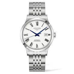 Clearance Orologio Longines Record Automatico Acciaio Bianco 38,5 mm Uomo Orologi Longines Uomo