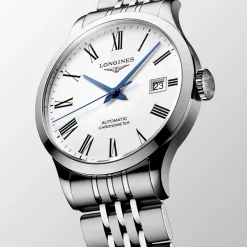 Clearance Orologio Longines Record Automatico Acciaio Bianco 38,5 mm Uomo Orologi Longines Uomo