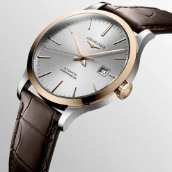 Outlet Orologio Longines Record Automatico Pelle Marrone 40 mm Uomo Orologi Longines Uomo