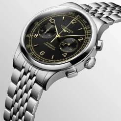 Outlet Orologio Longines Record Automatico Acciaio Nero Chronometro 40 mm Uomo Orologi Longines Uomo
