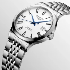 Clearance Orologio Longines Record Automatico Acciaio Bianco 38,5 mm Uomo Orologi Longines Uomo