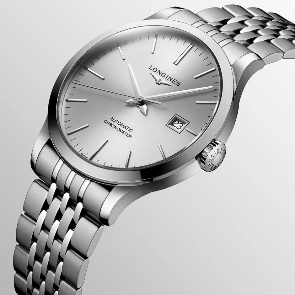 Sale Orologio Longines Record Collection Grigio Automatico Acciaio 40 mm Uomo Outlet Orologi