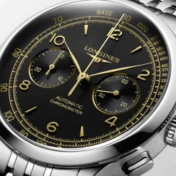 Outlet Orologio Longines Record Automatico Acciaio Nero Chronometro 40 mm Uomo Orologi Longines Uomo