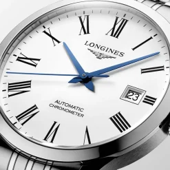 Clearance Orologio Longines Record Automatico Acciaio Bianco 38,5 mm Uomo Orologi Longines Uomo