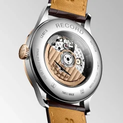 Outlet Orologio Longines Record Automatico Pelle Marrone 40 mm Uomo Orologi Longines Uomo