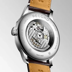 Sale Orologio Longines Record Acciaio Argento Pelle Marrone 40 mm Uomo Orologi Longines Uomo