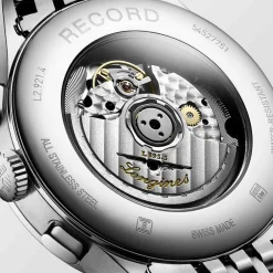 Outlet Orologio Longines Record Automatico Acciaio Nero Chronometro 40 mm Uomo Orologi Longines Uomo