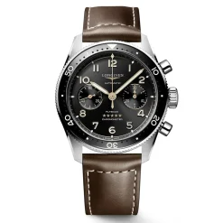 Sale Orologio Longines Spirit Flyback Automatico Nero Pelle Marrone 42 mm Uomo Orologi Longines Uomo