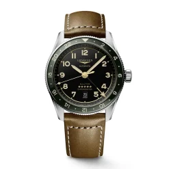 Fashion Orologio Longines Spirit Zulu Time Automatico Antracite Pelle Marrone 42 mm Uomo Orologi Longines Uomo