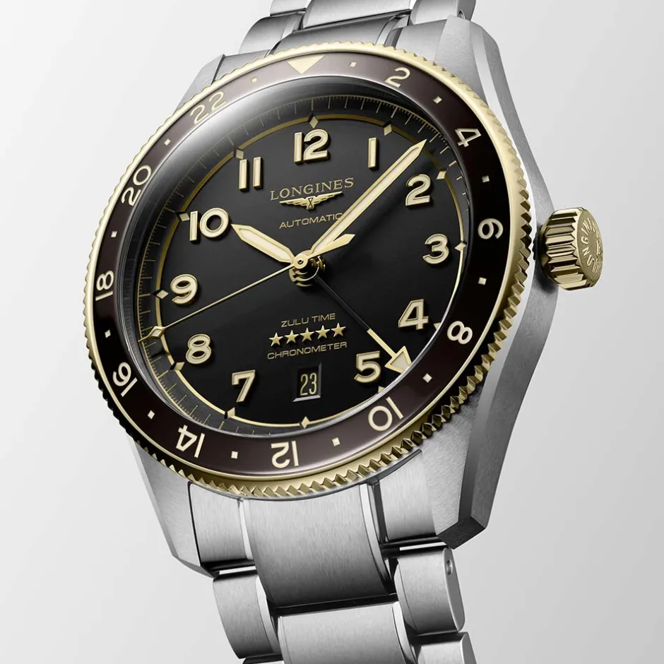 Outlet Orologio Longines Spirit Zulu Acciaio Oro Antracite 42 mm Uomo Orologi Longines Uomo