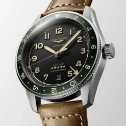 Fashion Orologio Longines Spirit Zulu Time Automatico Antracite Pelle Marrone 42 mm Uomo Orologi Longines Uomo