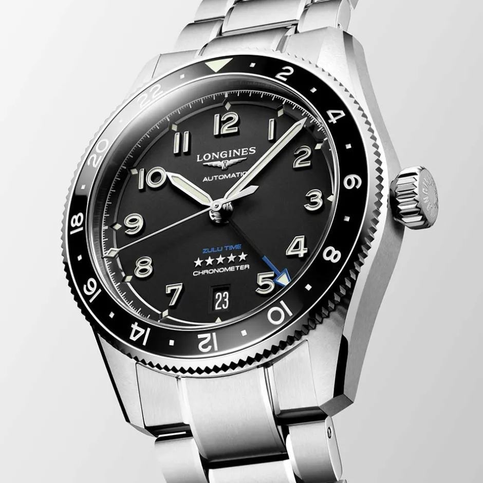 Sale Orologio Longines Spirit Zulu Time Nero Acciaio 39 mm Uomo Orologi Longines Uomo