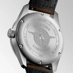 Online Orologio Longines Spirit Zulu Time Automatico Nero Pelle Marrone 42 mm Uomo Orologi Longines Uomo
