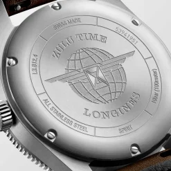 Online Orologio Longines Spirit Zulu Time Automatico Nero Pelle Marrone 42 mm Uomo Orologi Longines Uomo