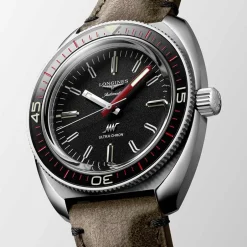 Clearance Orologio Longines Ultra-Chron Automatico Box Edition Nero Pelle Marrone 43 mm Uomo Orologi Longines Uomo