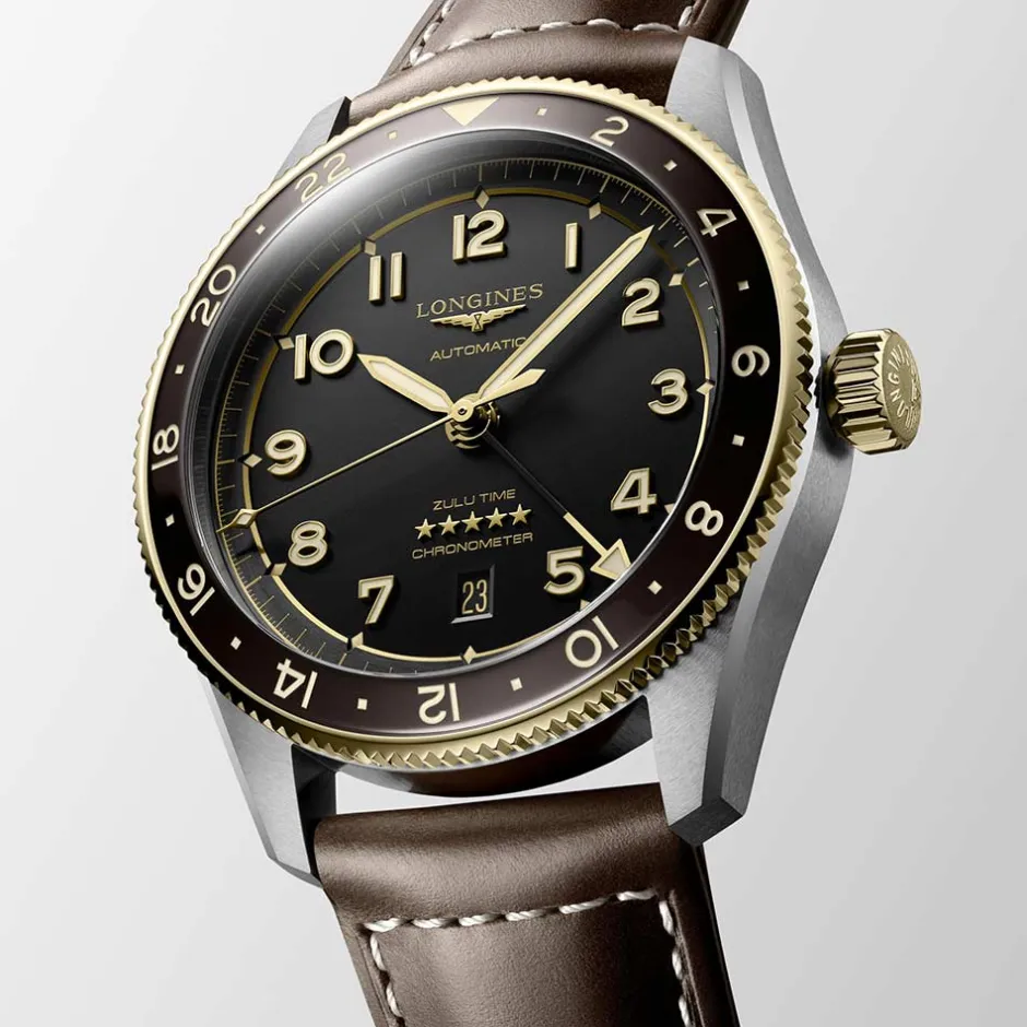 Sale Orologio Longines Zulu Pelle Acciaio Oro Automatico Antracite 42 mm Uomo Orologi Longines Uomo