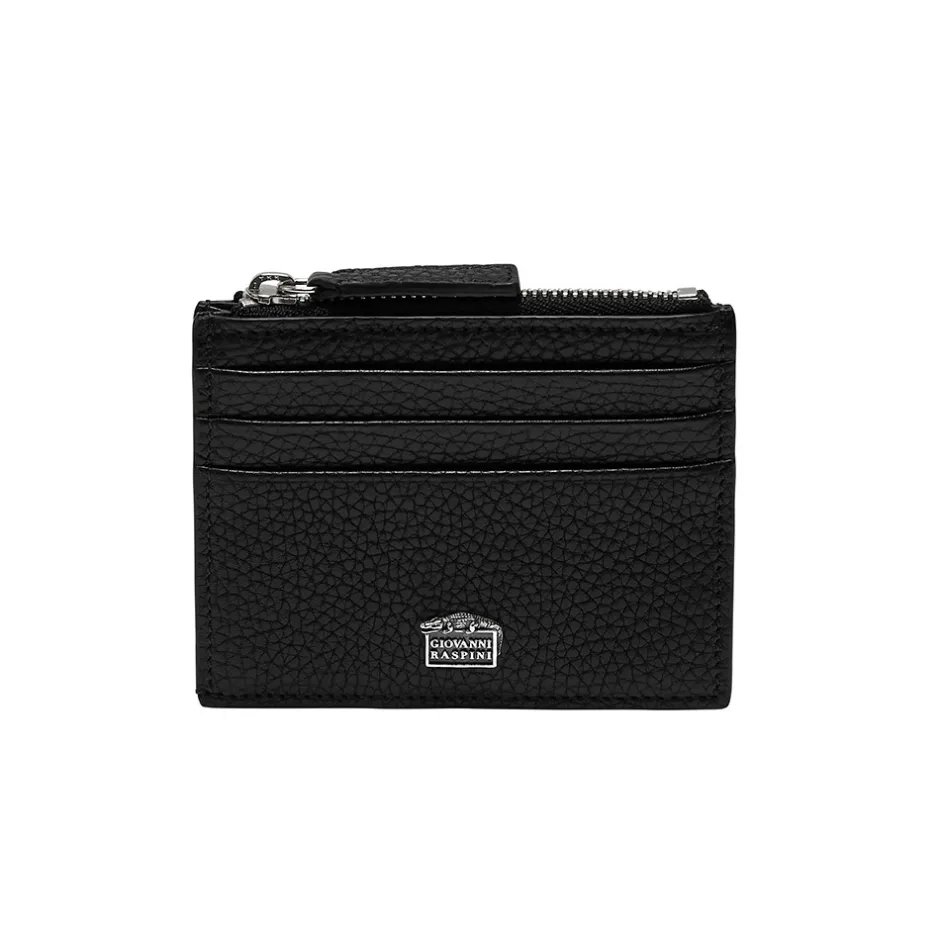 Clearance Portacarte Giovanni Raspini con Zip Pelle Goffrata 10,5 x 8,5 cm Portafogli Giovanni Raspini