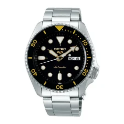 Discount Seiko SRPD57K1 5 Sport Automatico Acciaio Ghiera Nera Indici Gialli 42,5 mm Uomo Orologi Seiko Uomo