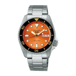 New Seiko SRPK35K1 5 Sport Automatico Arancione 38 mm Donna Orologi Seiko Donna | Orologi Seiko Uomo