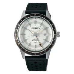 Clearance Seiko SSK011J1 Presage GMT Bianco Pelle 40,8 mm Uomo Orologi Seiko Uomo