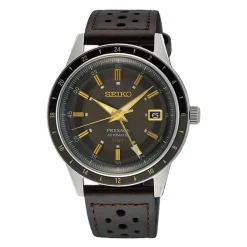 Fashion Seiko SSK013J1 Presage GMT Marrone e Oro Pelle 40,8 mm Uomo Orologi Seiko Uomo
