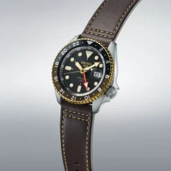 Sale Seiko SSK036K1 5 Sport GMT Pelle Nero Auto 42,5 mm Uomo Orologi Seiko Uomo