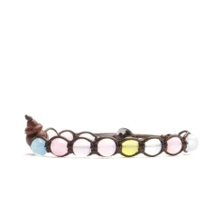 Outlet Tamashii Bracciale Tibetano Originale Con Agata Azzurra e Rosa Gioielli Tamashii