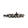 Outlet Tamashii Bracciale Tibetano Originale con Agata Grigia Striata Gioielli Tamashii